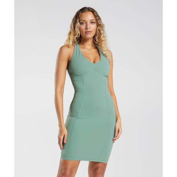 Gymshark x Whitney Simmons Dress Leaf Green Athletic Bodycon Size Small - Picture 1 of 14